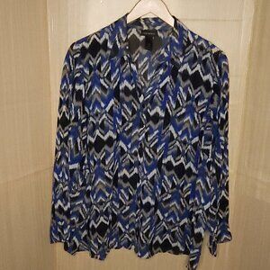 Lane Bryant Womens Plus Blue Black Silky Abstract Blouse 18/20